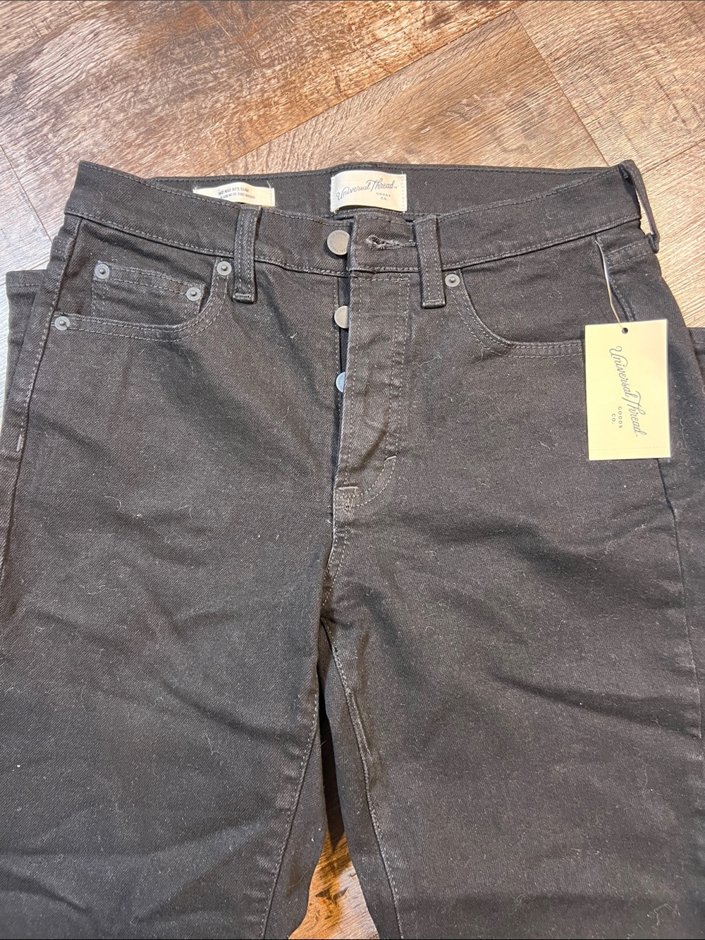 Black Button-Fly Slim Jeans